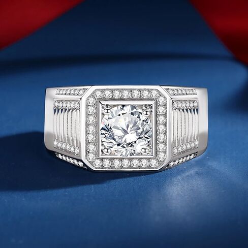 خواتم Moissantie للرجال D Color VVS1 Round Cut Moissanite المجوهرات للرجال خاتم الزفاف S925 in Kuwait