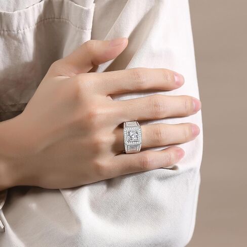 خواتم Moissantie للرجال D Color VVS1 Round Cut Moissanite المجوهرات للرجال خاتم الزفاف S925 in Kuwait