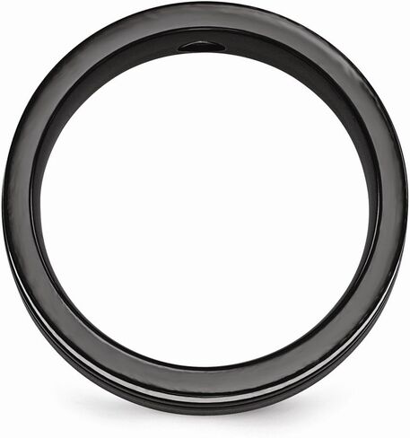 Sonia Jewels Solid Black Titanium Men's Grey Border .10ct Dia 925 Sterling Silver Men's Bezel Wedding Band Ring in Saudi Arabia