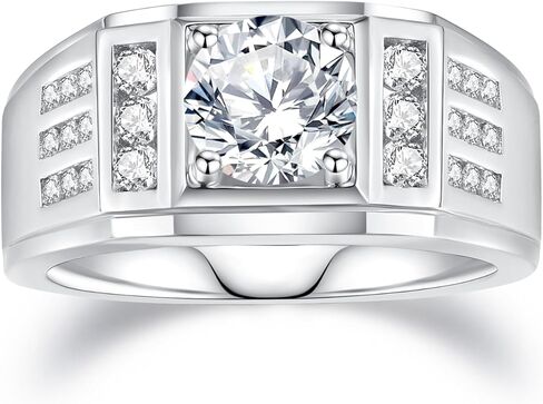 خواتم Moissantie للرجال D Color VVS1 Round Cut Moissanite المجوهرات للرجال خاتم الزفاف S925 in Kuwait