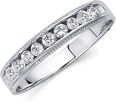 Sonia Jewels 14k White Gold Ring Round Cubic Zirconia CZ Mens Anniversary Wedding Band in Saudi Arabia