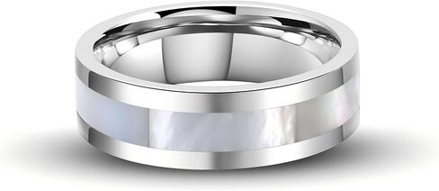Titanium Wedding Bands with Mother of Pearl Inlay 6mm for Everyday Wear Comfort Fit Engagement Ring for Men Women in Saudi Arabia