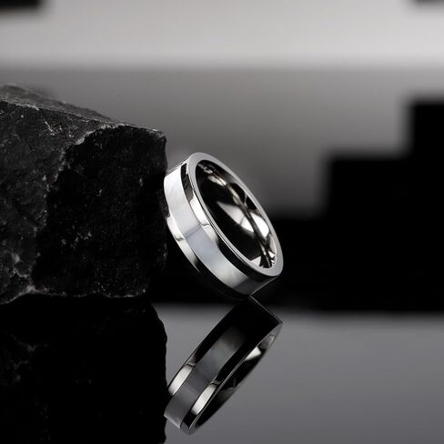 Titanium Wedding Bands with Mother of Pearl Inlay 6mm for Everyday Wear Comfort Fit Engagement Ring for Men Women in Saudi Arabia