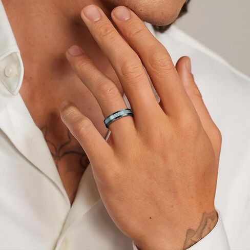 Titanium Wedding Bands with Mother of Pearl Inlay 6mm for Everyday Wear Comfort Fit Engagement Ring for Men Women in Saudi Arabia