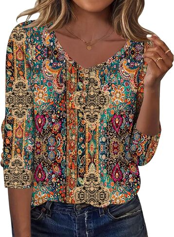 Zeagoo Women Tops Loose Fit Long Sleeve V Neck T Shirts Business Casual Blouses Dressy Fall Fashion Work Clothes in Saudi Arabia