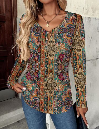 Zeagoo Women Tops Loose Fit Long Sleeve V Neck T Shirts Business Casual Blouses Dressy Fall Fashion Work Clothes in Saudi Arabia