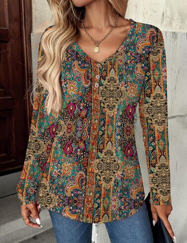 Zeagoo Women Tops Loose Fit Long Sleeve V Neck T Shirts Business Casual Blouses Dressy Fall Fashion Work Clothes in Saudi Arabia