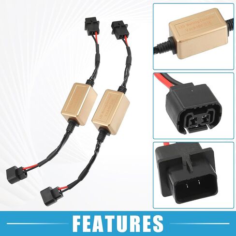 LED Car Headlight Canbus Decoder C16 H16 5202 Error Free Warning Resistors Decoder Replacement Anti Flicker Resistor Plastic Black (Set of 2) in Saudi Arabia