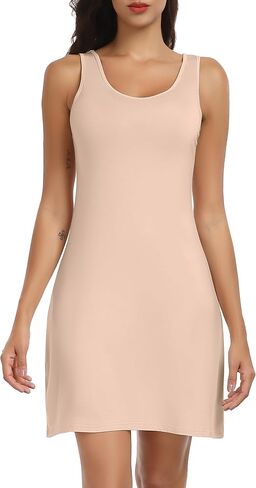 Lovasy Full Slips for Women Sleeveless Tank Tops Under Dress Wide Straps Mini Slip Nightwear S-3XL in Saudi Arabia