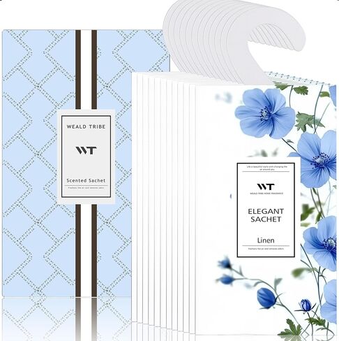 WEALD TRIBE 12 Packs Large-Bag Fresh Linen Scented Sachets for Closet and Drawer Deodorizer Home Fragrance | Air Freshener Long Lasting Large Sachets Bags Hanging in Kuwait