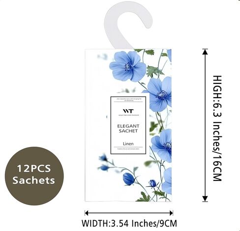 WEALD TRIBE 12 Packs Large-Bag Fresh Linen Scented Sachets for Closet and Drawer Deodorizer Home Fragrance | Air Freshener Long Lasting Large Sachets Bags Hanging in Kuwait