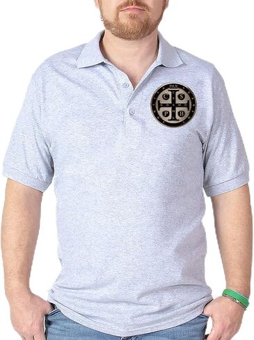 Cafepress St. Benedict Medal Dark Polo Shirt Men's Men Dark Polo Shirt in Saudi Arabia