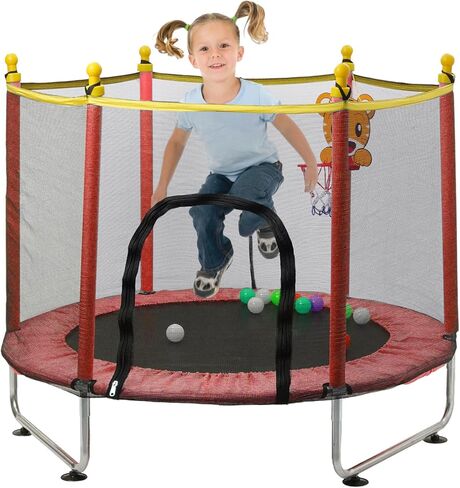 36-Inch Trampoline for Kids Mini Trampoline with Adjustable Handle and Safety Padded Cover Foldable Toddler Trampoline Indoor & Outdoor Rebounder Trampoline for Kids Play and Exercise in Kuwait