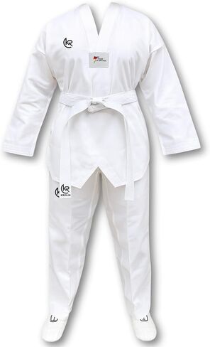 Hybrid Pro- White Taekwondo Uniform for Kids & Youth with Ribbed Fabric. Martial Arts Dobok for Training & Competition in Saudi Arabia