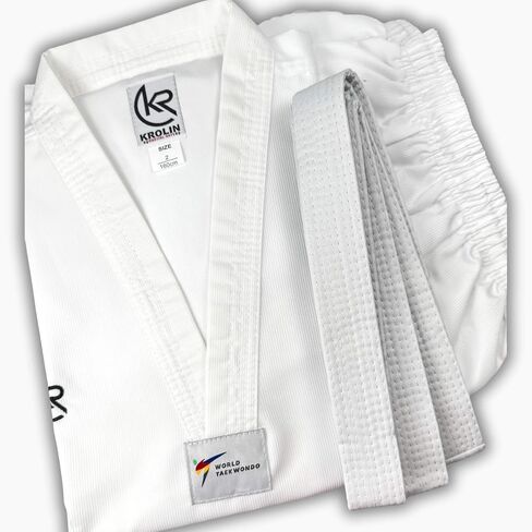 Hybrid Pro- White Taekwondo Uniform for Kids & Youth with Ribbed Fabric. Martial Arts Dobok for Training & Competition in Saudi Arabia
