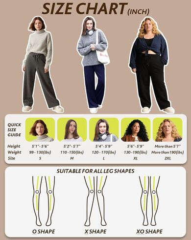 Campsnail Womens Freece مبطنة بنطلون عريض الساق الشتاء دافئ حراري مستقيم الساق الصالة السراويل العرق مع جيوب in Kuwait