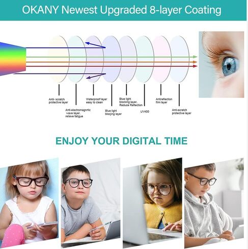 Okany Blue Light Glasses for Kids 3 Pack Blue Light Glocking Glockes for Girls Boys Computer Gaming Screen Glasses ، Anti Glare Eyepherain Teen Glasses Age 3-10 (Gray Black+شفاف+ليوبارد) in Kuwait