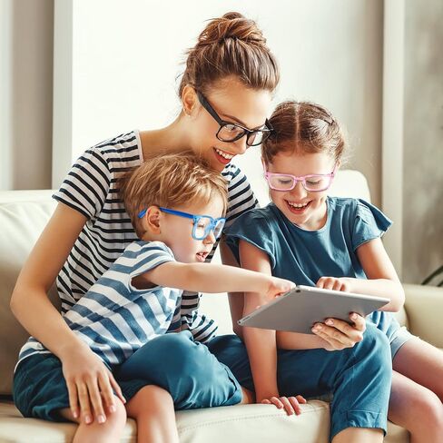 Okany Blue Light Glasses for Kids 3 Pack Blue Light Glocking Glockes for Girls Boys Computer Gaming Screen Glasses ، Anti Glare Eyepherain Teen Glasses Age 3-10 (Gray Black+شفاف+ليوبارد) in Kuwait