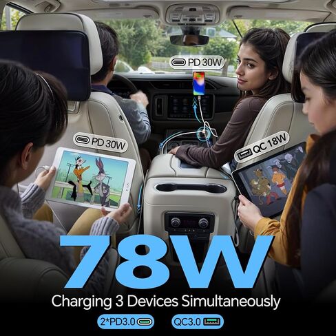 Acegoo 78W 12V USB Outlet ، مزدوج 30W PD3.0 Type-C & 18W QC3.0 ALUMINUM CAR CARCER SOCKER in Kuwait