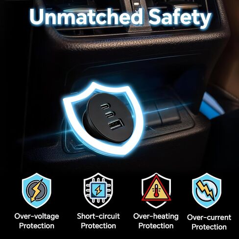 Acegoo 78W 12V USB Outlet ، مزدوج 30W PD3.0 Type-C & 18W QC3.0 ALUMINUM CAR CARCER SOCKER in Kuwait