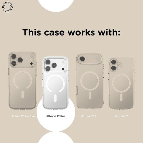 PopSockets iPhone 17 Pro Phone Case Compatible with MagSafe, for iPhone 17 Pro, Wireless Charging Compatible, Case Only - Opalescent White in Saudi Arabia