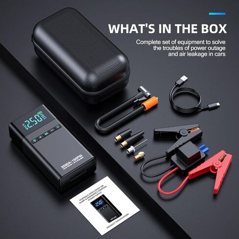 10-in-1 Car Battery Jump Starter with Air Compressor, 3500A 21800mAh Portable Car Jumper Starter (All Gas 12L Diesel), 150PSI 12V Jump Box Car Battery Jump Starter with Jumper Cables, Lights in Saudi Arabia
