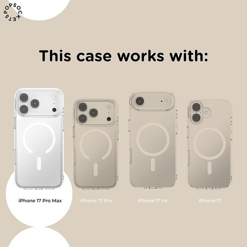 PopSockets iPhone 17 Pro Max Phone Case Compatible with MagSafe, for iPhone 17 Pro Max, Wireless Charging Compatible, Case Only - Opalescent White in Saudi Arabia