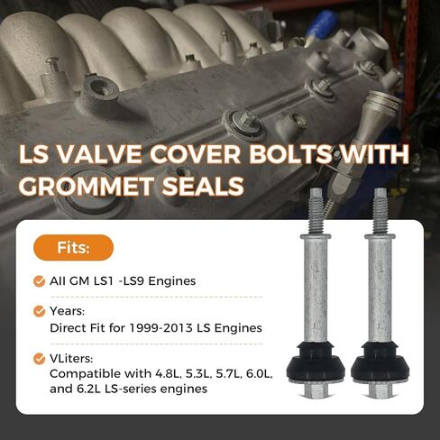 8+2 Set Ls Valve Cover Bolts with Grommet Seals, Grade 9.8 Alloy Steel Valve Cover Bolt - LS1 LS2 LS3 LQ4 LQ9 LS6 L92 L99 L33- Compatible with Chevy & GM 1997-2014 4.8L 5.3L 5.7L 6.0L 6.2L LS Engines in Saudi Arabia