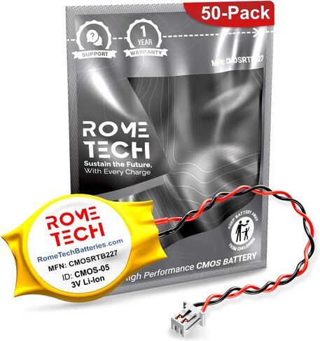 Rome Tech RTC CMOS Battery for Lenovo ThinkPad T40P / Lenovo ThinkPad T41 / Lenovo ThinkPad T410 / Lenovo ThinkPad T410i - Laptop Backup BIOS CMOS Battery CR2032 with 2 Pin Wire Cable (1-Pack) in Saudi Arabia