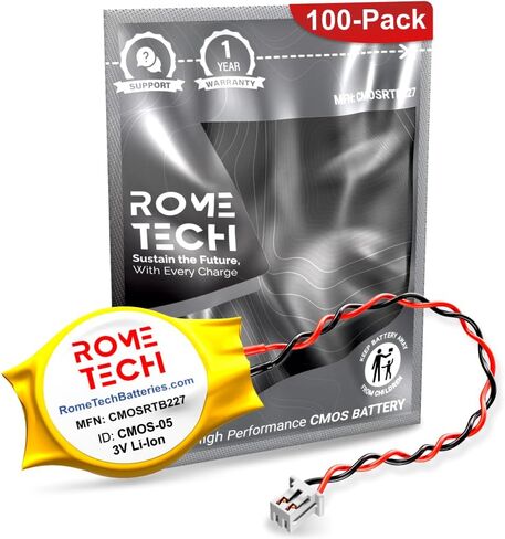 Rome Tech RTC CMOS Battery for Lenovo ThinkPad T40P / Lenovo ThinkPad T41 / Lenovo ThinkPad T410 / Lenovo ThinkPad T410i - Laptop Backup BIOS CMOS Battery CR2032 with 2 Pin Wire Cable (1-Pack) in Saudi Arabia