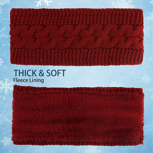 YARIEW 5 Pack Winter Headbands for Women Winter Ear Warmers Soft Fleece Lined Headband for Adults Stretchy Thick Warm Crochet Headband Warm Hair Accessories in Saudi Arabia