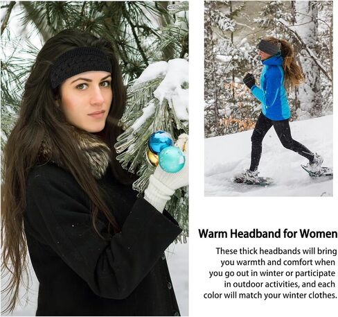 YARIEW 5 Pack Winter Headbands for Women Winter Ear Warmers Soft Fleece Lined Headband for Adults Stretchy Thick Warm Crochet Headband Warm Hair Accessories in Saudi Arabia