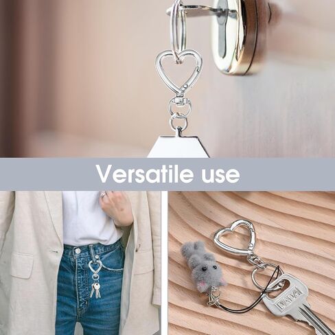 60 PCS Heart Keychain Clip Silver Metal Heart Class Clasp Clasp Hearts Key Ring Diy تصميم إبداعي معلق دوار جراد البحر المشبكات المشبكات in Saudi Arabia