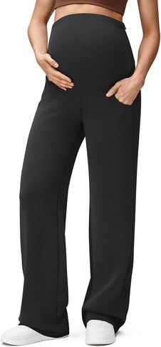 G4Free Smoofit Modal Soft Maternity Pants with Pockets Over The Belly Pregnancy Wide Leg Sweatpants in Saudi Arabia