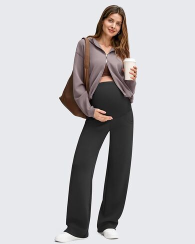 G4Free Smoofit Modal Soft Maternity Pants with Pockets Over The Belly Pregnancy Wide Leg Sweatpants in Saudi Arabia