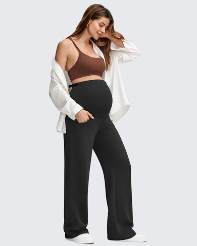 G4Free Smoofit Modal Soft Maternity Pants with Pockets Over The Belly Pregnancy Wide Leg Sweatpants in Saudi Arabia