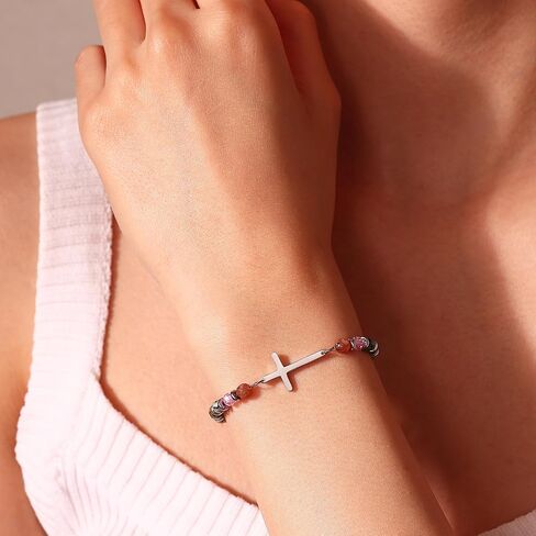 Dainty Cross Bracelet for Women, Christian Gifts for Women Friends Sister Daughter Mom Sister in Christ on Birthday Easter Christmas Stocking Stuffers Friendship Jewelry in Saudi Arabia