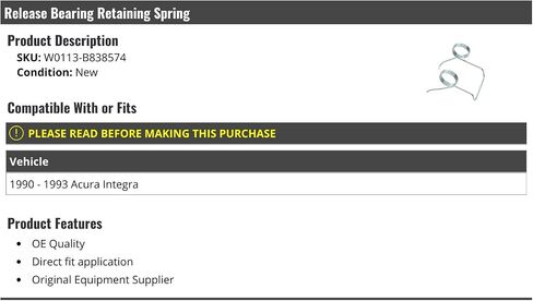 Release Bearing Retaining Spring - Compatible with 1990-1993 Acura Integra in Saudi Arabia