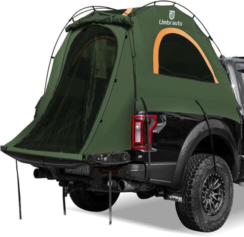 خيمة Umbrauto Pickup Truck مقاومة للماء PU3000mm طبقة مزدوجة لـ 6.4-6.7 قدم، خيام سرير شاحنة التخييم لشخصين، خيمة مثبتة على السيارة مع مظلة قابلة للإزالة وحقيبة حمل in Kuwait