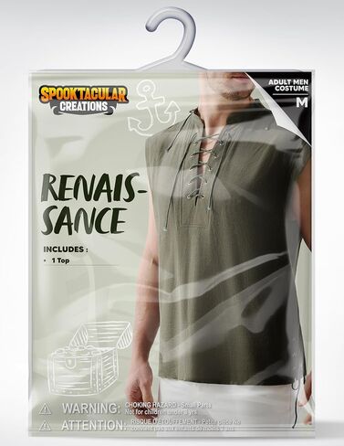 Spooktacular Creations Halloween Renaissance Shirt Costume Men, Beige Medieval Tunic Pirate Sleeveless Tank Top in Saudi Arabia