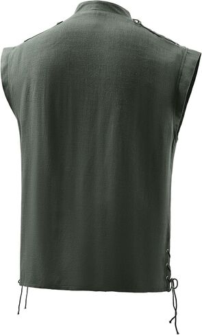 Spooktacular Creations Halloween Renaissance Shirt Costume Men, Beige Medieval Tunic Pirate Sleeveless Tank Top in Saudi Arabia