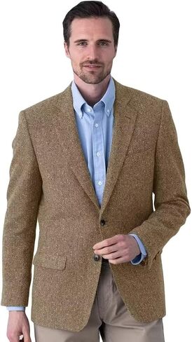 Men's Tweed Blazer Jacket 2 Button Lightweight Herringbone Casual Sport Coat Wedding Groomsmen Prom Jackets in Saudi Arabia