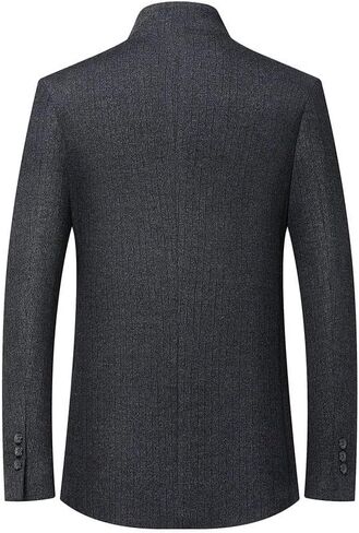 Men's Spring Slim Fit Mandarin Collar Single Breasted Suit Jacket Middle Aged Sport Coat in Saudi Arabia