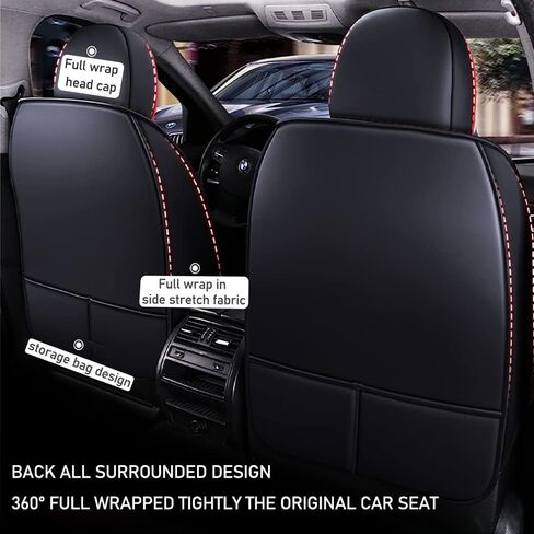 Full Set of Universal Fit Automotive Seat Covers fit for Audi 1999-2025 95% Models, PU Leather Automobile Interior Sets with Headrest & Back Pillow Black & Coffee Line in Saudi Arabia