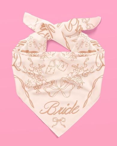Xo ، Fetti Tan Bride Head وشاح ، 27x27 في | البكالوريوس بيج باندانا ، أغطية الرأس الزفاف ، ملحق حفلة باخ ، هدية وصيفات الشرف ، منديل زفاف أبيض ، قبعة حريرية محايدة in Saudi Arabia