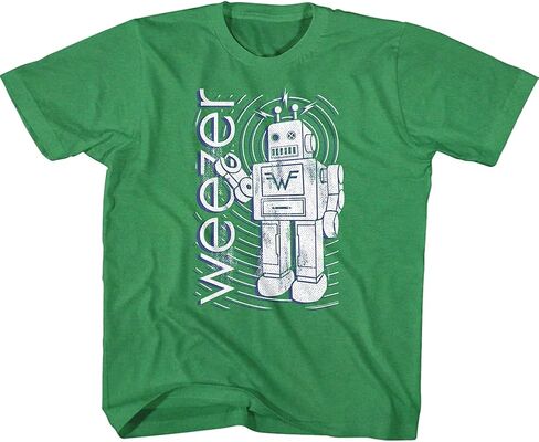 Weezer Rock Band Robot & Logo Green Youth Short Sleeve T-Shirt Tee Tee in Kuwait