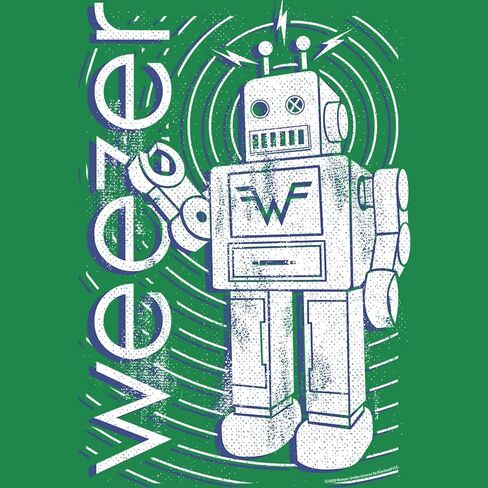 Weezer Rock Band Robot & Logo Green Youth Short Sleeve T-Shirt Tee Tee in Kuwait