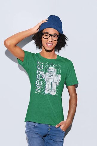 Weezer Rock Band Robot & Logo Green Youth Short Sleeve T-Shirt Tee Tee in Kuwait