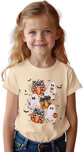 قمصان CM C & M Wodro Halloween For Girls Boys Funny Pumpkin Third T-Shirt Kids Spooky Season Crewneck Short Sleeve Tops in Saudi Arabia
