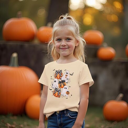 قمصان CM C & M Wodro Halloween For Girls Boys Funny Pumpkin Third T-Shirt Kids Spooky Season Crewneck Short Sleeve Tops in Saudi Arabia